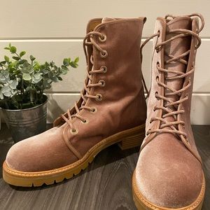 NWT STUART WEITZMAN  Velour Combat Boots SZ 10